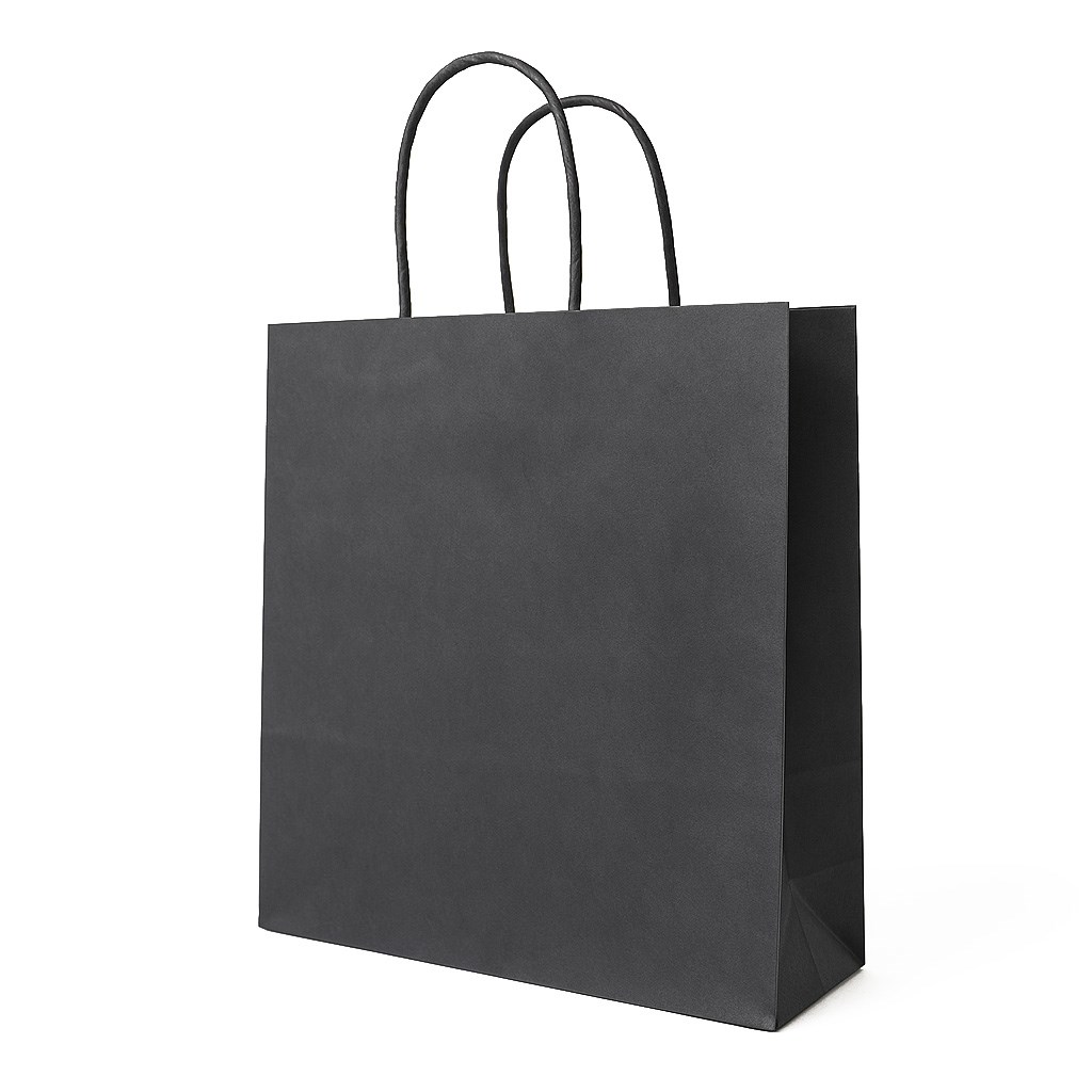 Torebka papierowa 180x80x225 mm szara 90 g/m2 z uchwytami kraft na