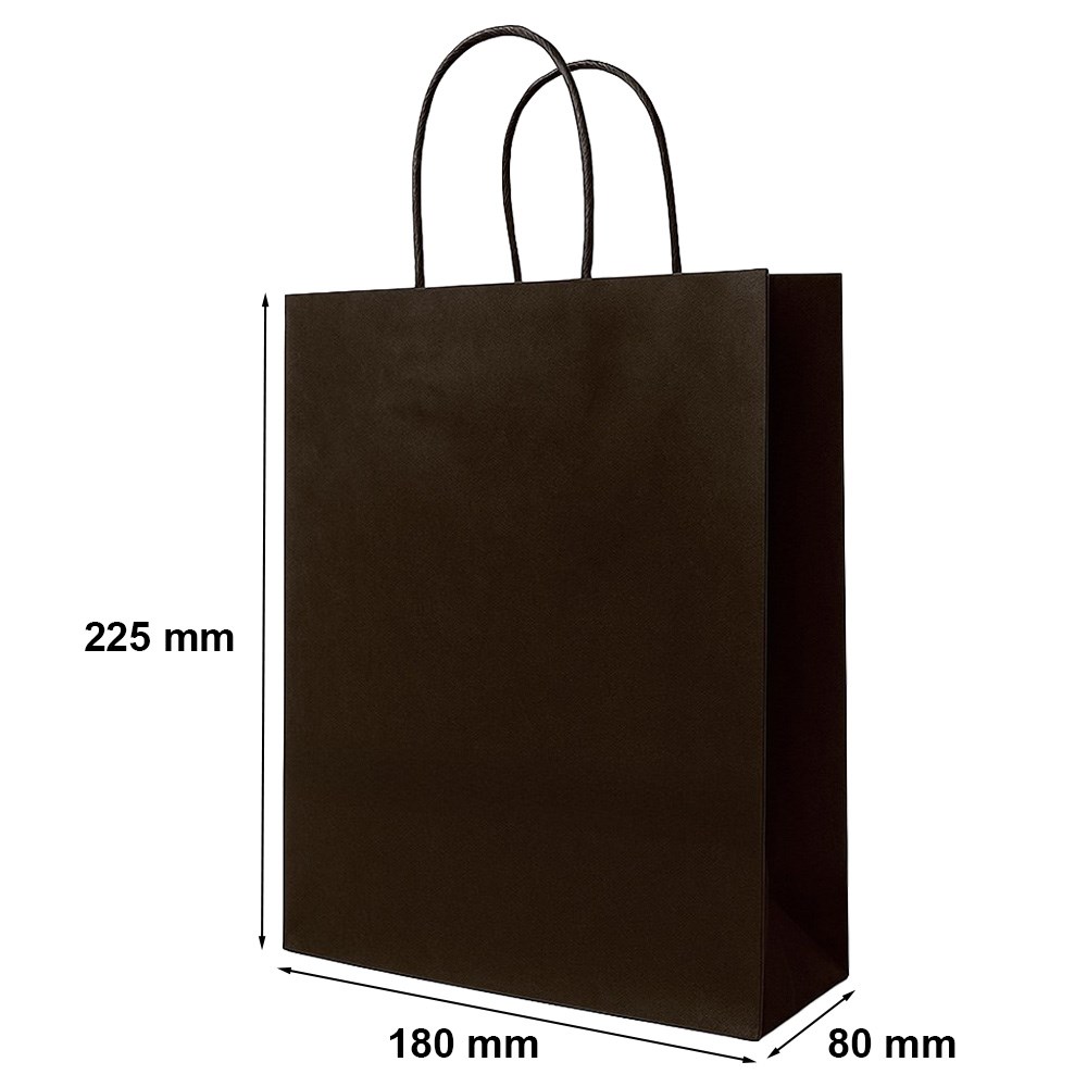 Torebka papierowa 18x8x22,5 cm czekoladowa 90 g/m2 z uchwytem kraft