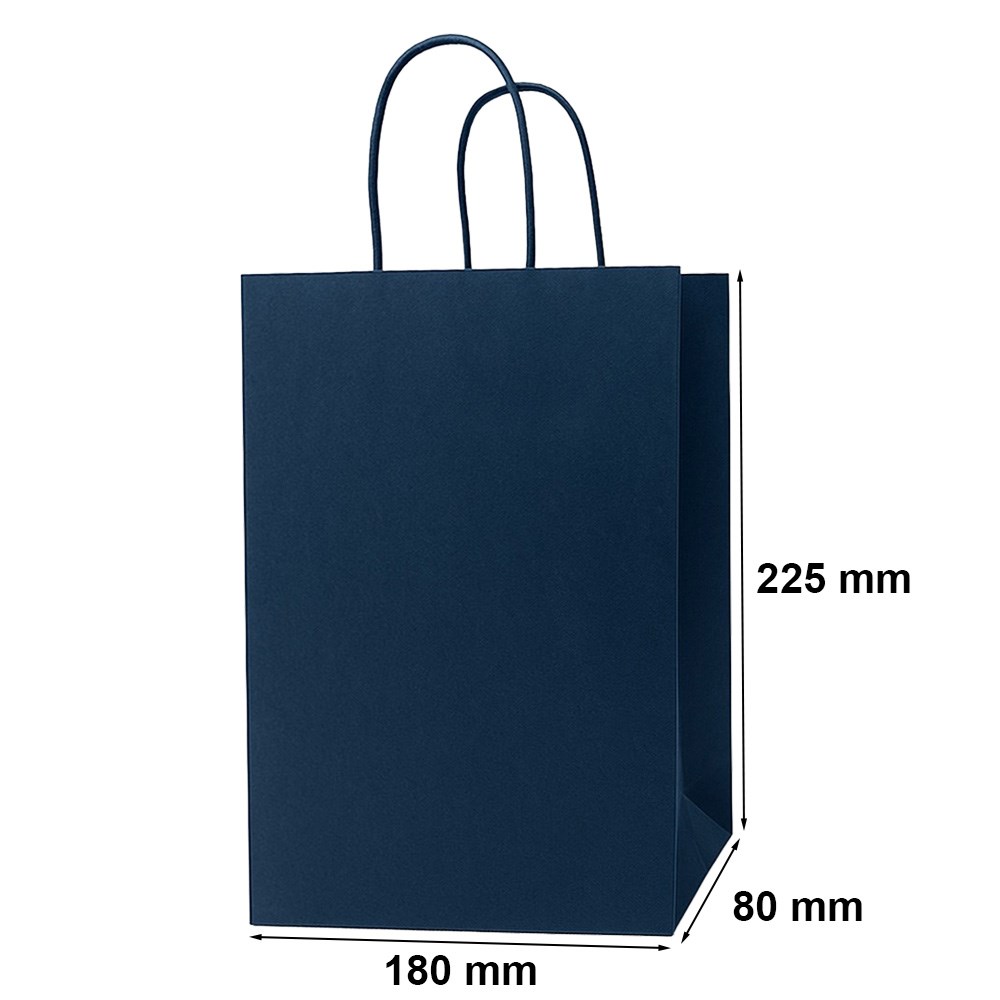 Torebka papierowa granatowa 18x8x22,5 cm z uchwytem kraft