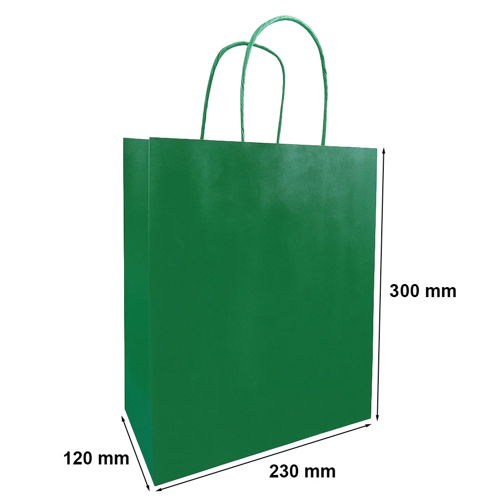 Torebka papierowa 230x120x300 mm zielona Green Forest z uchwytem kraft