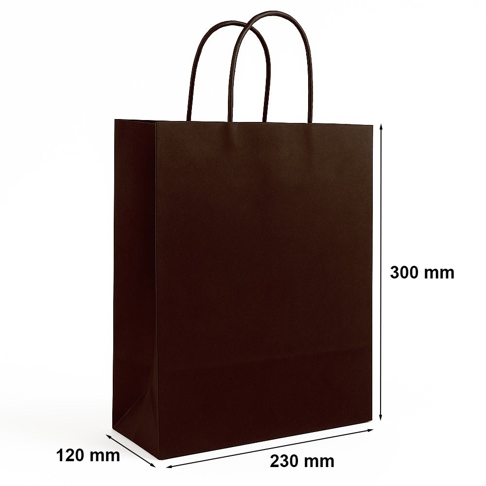 Torba papierowa kraft na zakupy 230x120x300 mm czekoladowa 90 g/m2
