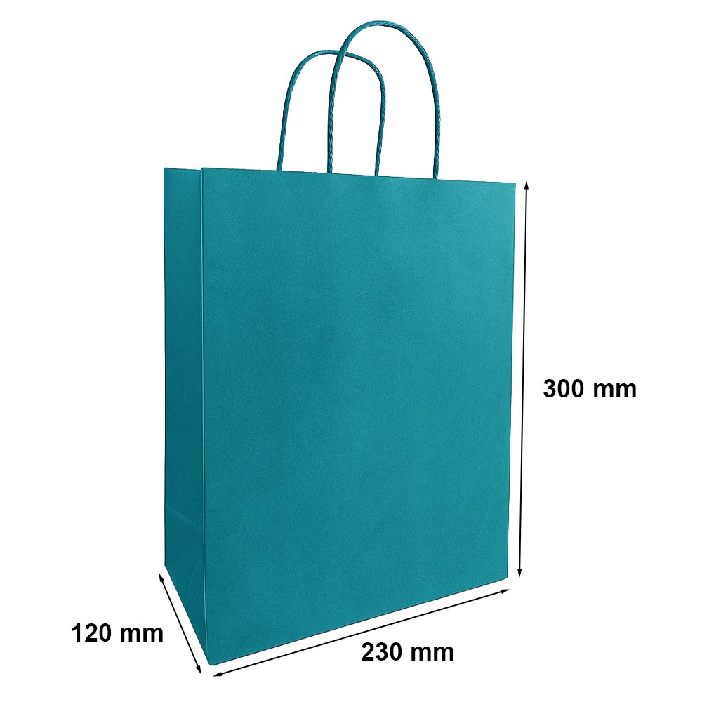 Torba papierowa Kraft 23x12x30 cm zielononiebieska 90 g/m2