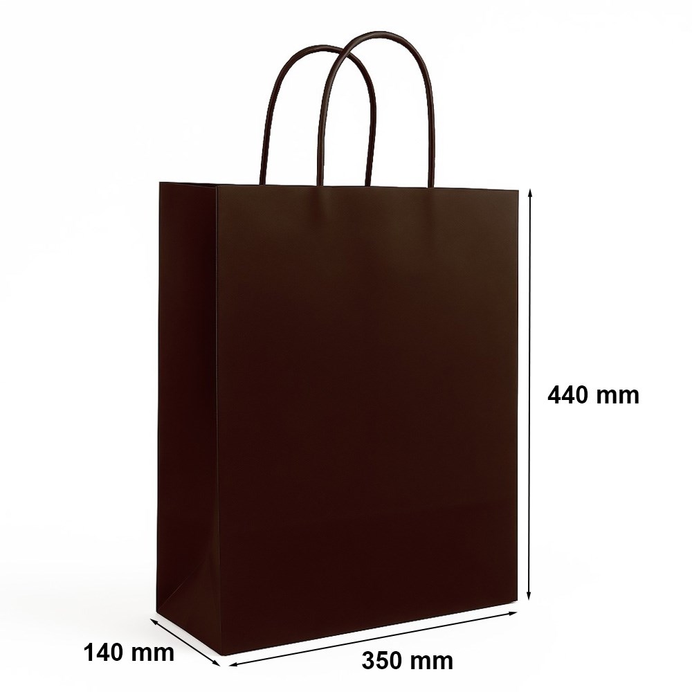 Torba papierowa kraft 350x140x440 mm czekoladowa 100 g/m2 na zakupy