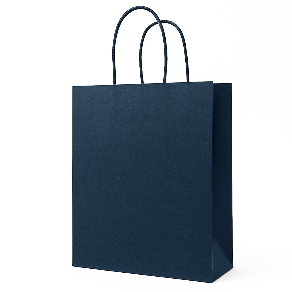 Torba papierowa kraft 350x140x440 granatowa 100 g/m2 na zakupy