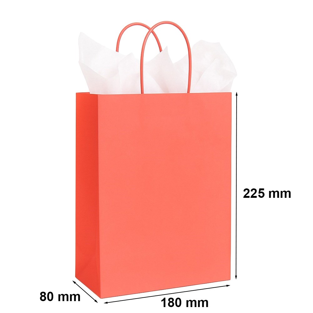 Torba papierowa 180x80x225mm jasna czerwona elegancka torba prezentowa