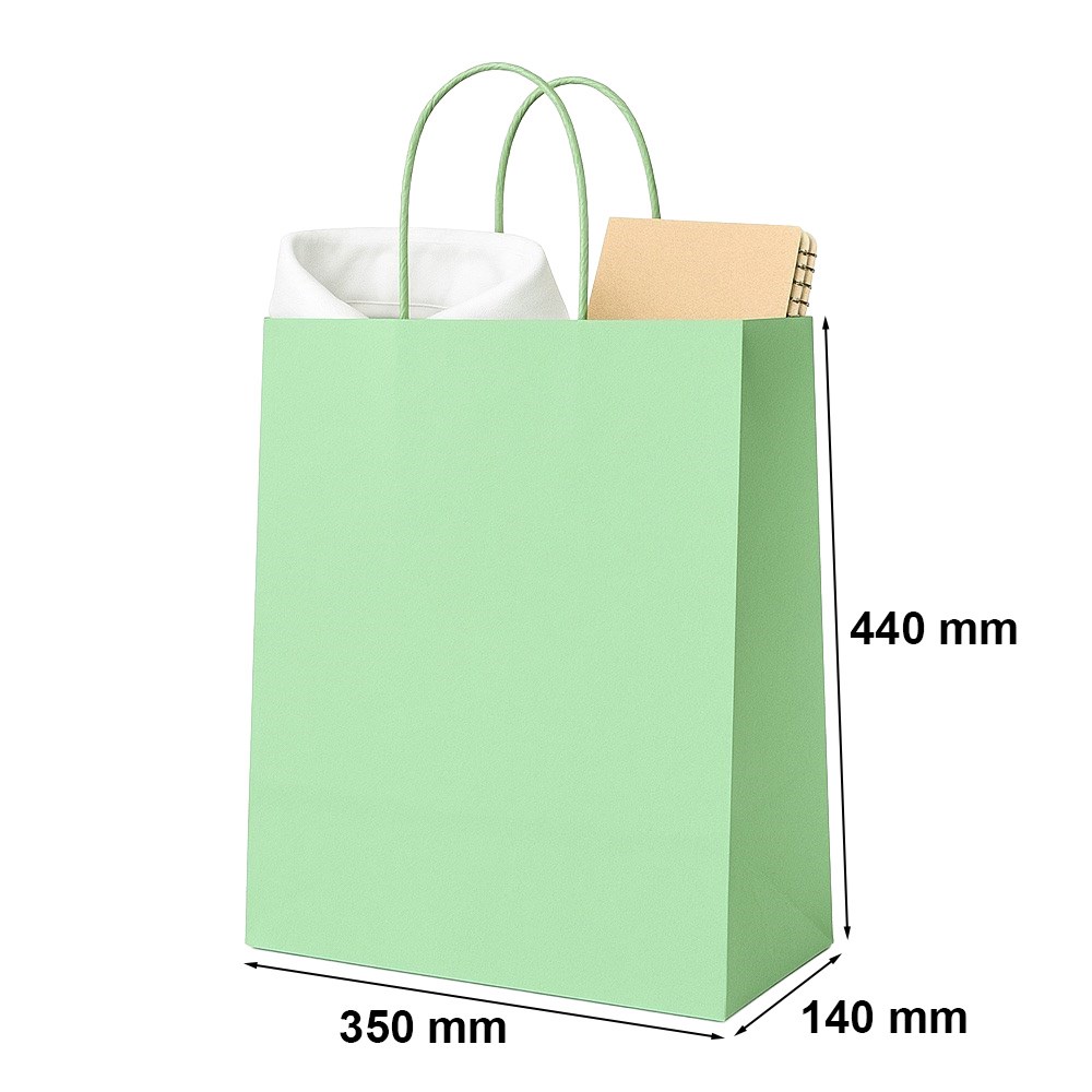 Torba papierowa 350x140x440 mm zielona ekologiczna torba na prezenty