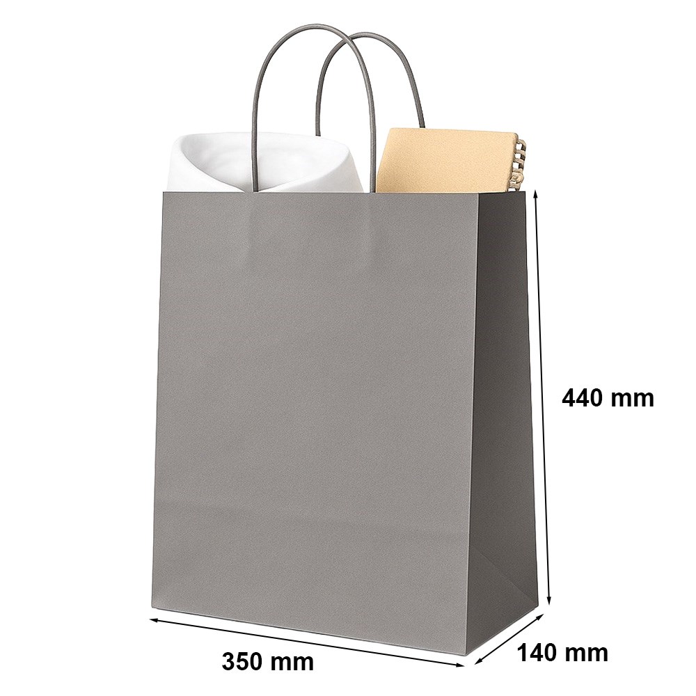 Torba papierowa 350x140x440 mm szara nowoczesna uniwersalna na zakupy