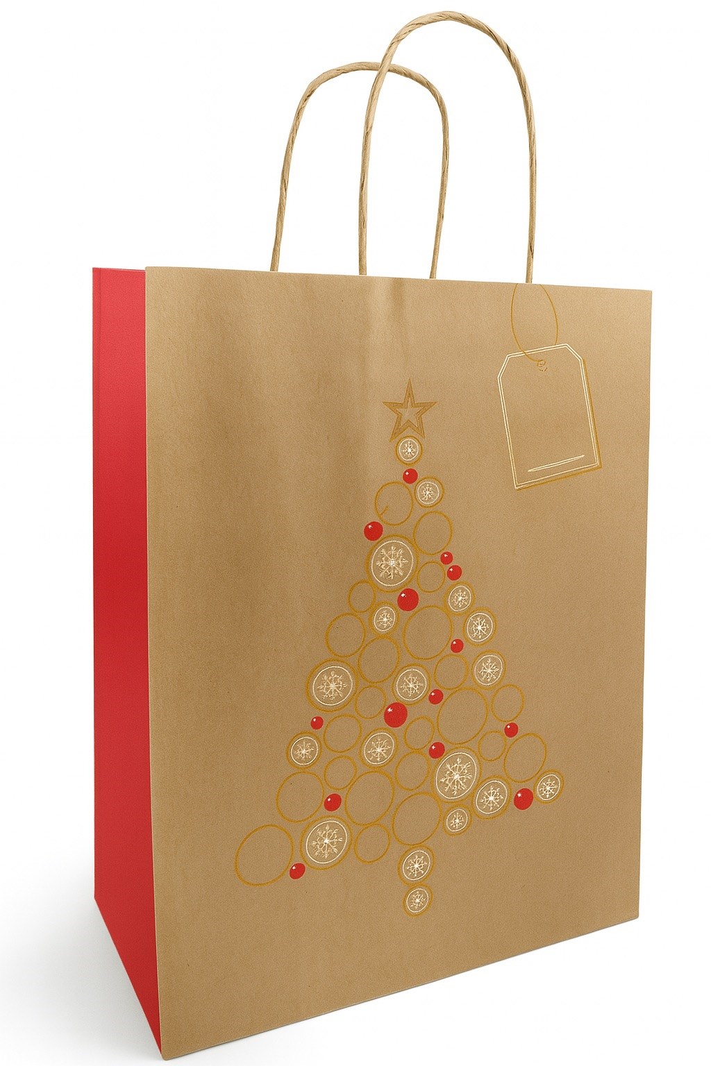 Torba papierowa KRAFT 180x80x220 mm - z choinką na prezent święta
