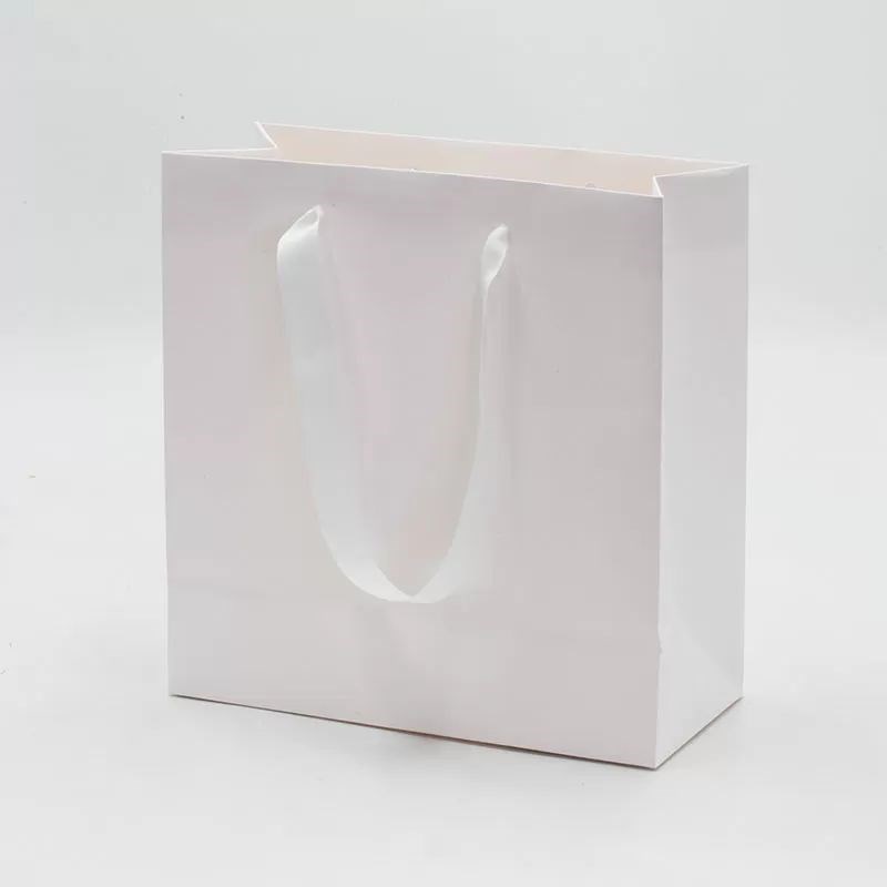 Torba papierowa biała kraft ozdobna 245x110x260 mm prezentowa