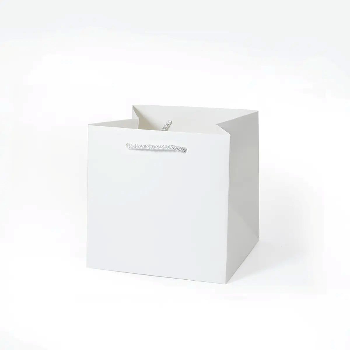 Torba Papierowa Biała Ozdobna 165x165x165 Prezentowa