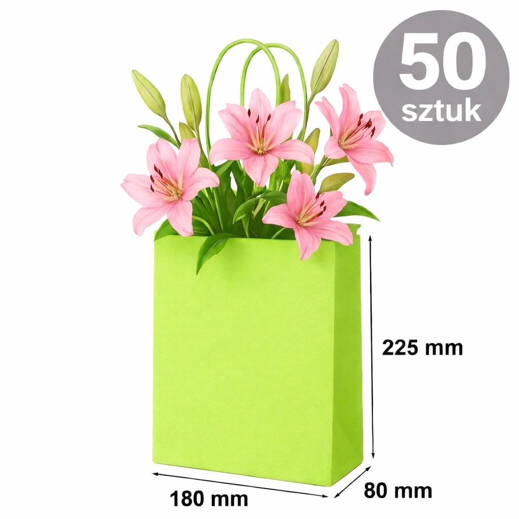 Torba Papierowa 180x80x225 Zielona Torba Ozdobna Prezentowa 50 Sztuk