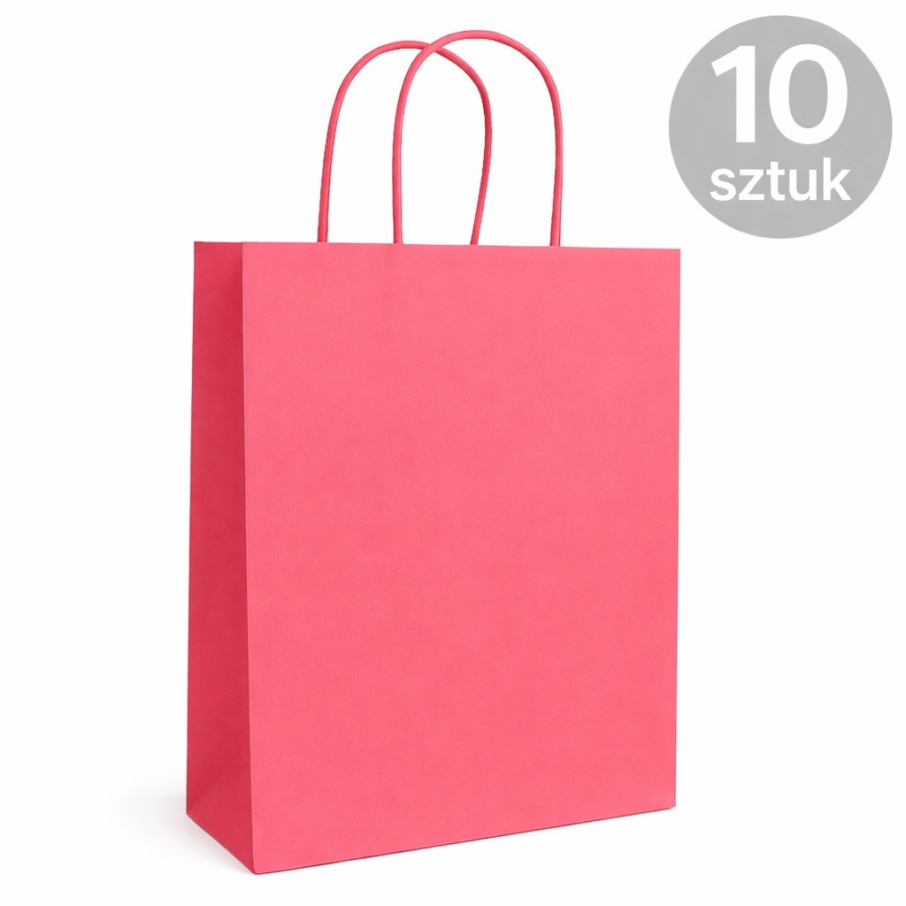 Torba Papierowa 180x80x225 Różowa Torebka Prezentowa Ozdobna 10 Sztuk