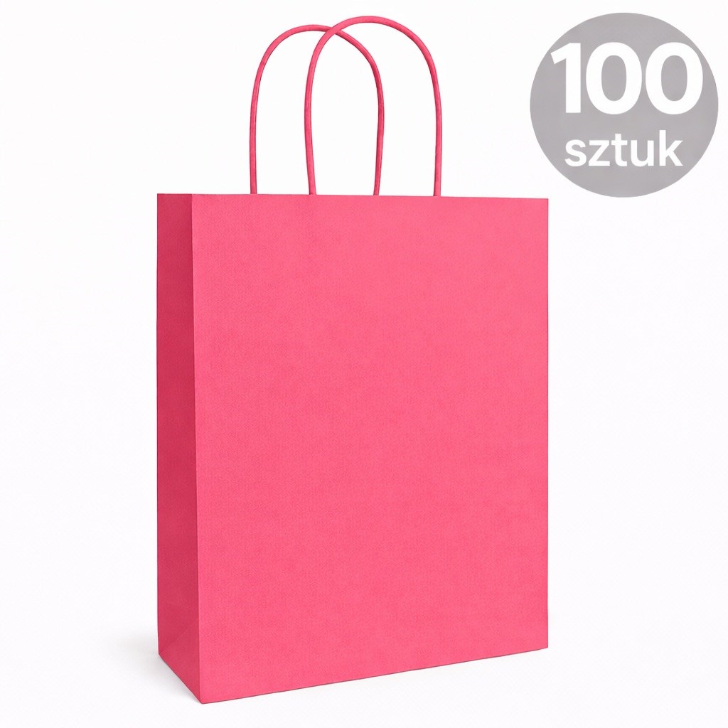 Torba Papierowa 180x80x225 Różowa Torebka Prezentowa Ozdobna 100 Sztuk