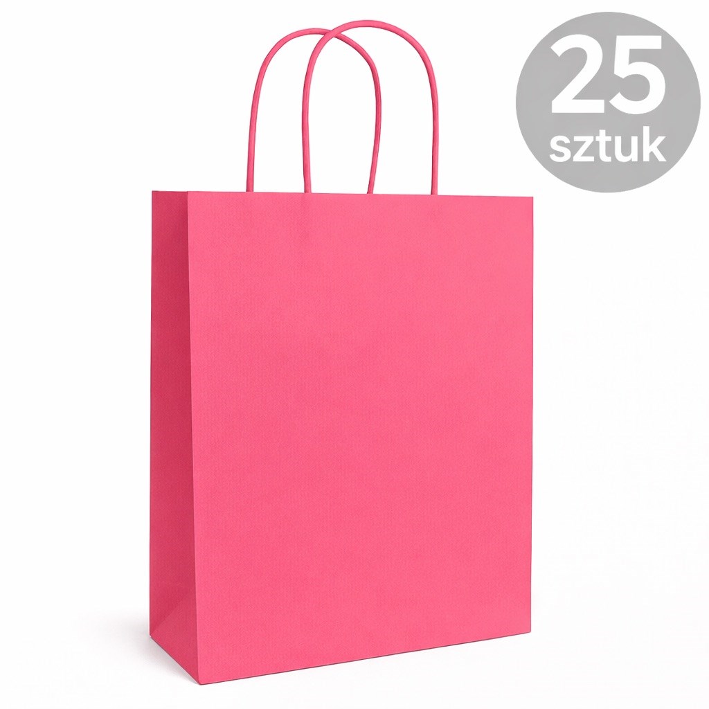 Torba Papierowa 180x80x225 Różowa Torebka Prezentowa Ozdobna 25 Sztuk