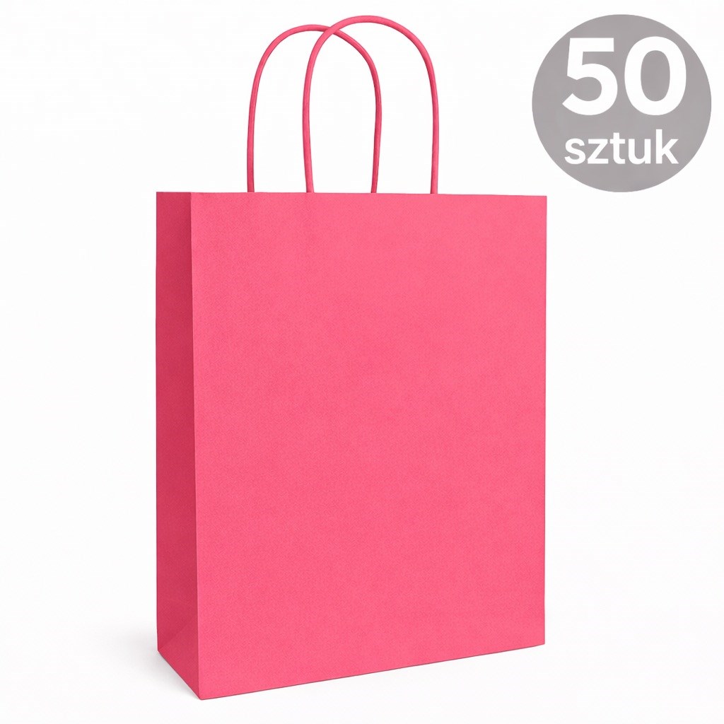 Torba Papierowa 180x80x225 Różowa Torebka Prezentowa Ozdobna 50 Sztuk
