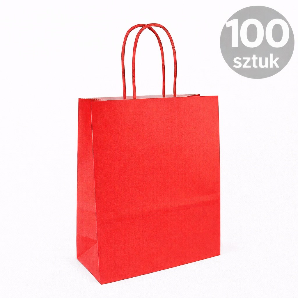 Torba Papierowa 180x80x225 Czerwona Na Prezenty Ozdobna 100 Sztuk
