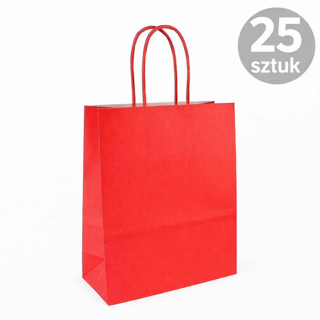 Torba Papierowa 180x80x225 Czerwona Na Prezenty Ozdobna 25 Sztuk