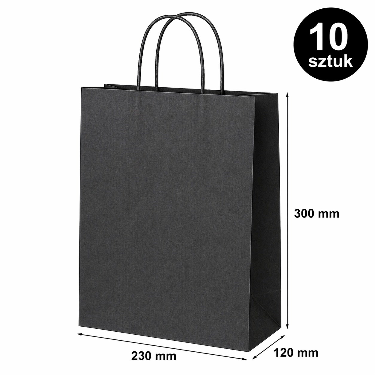 Torba Papierowa Ozdobna 230x120x300mm Ciemna Szara Na Prezent 10 Sztuk