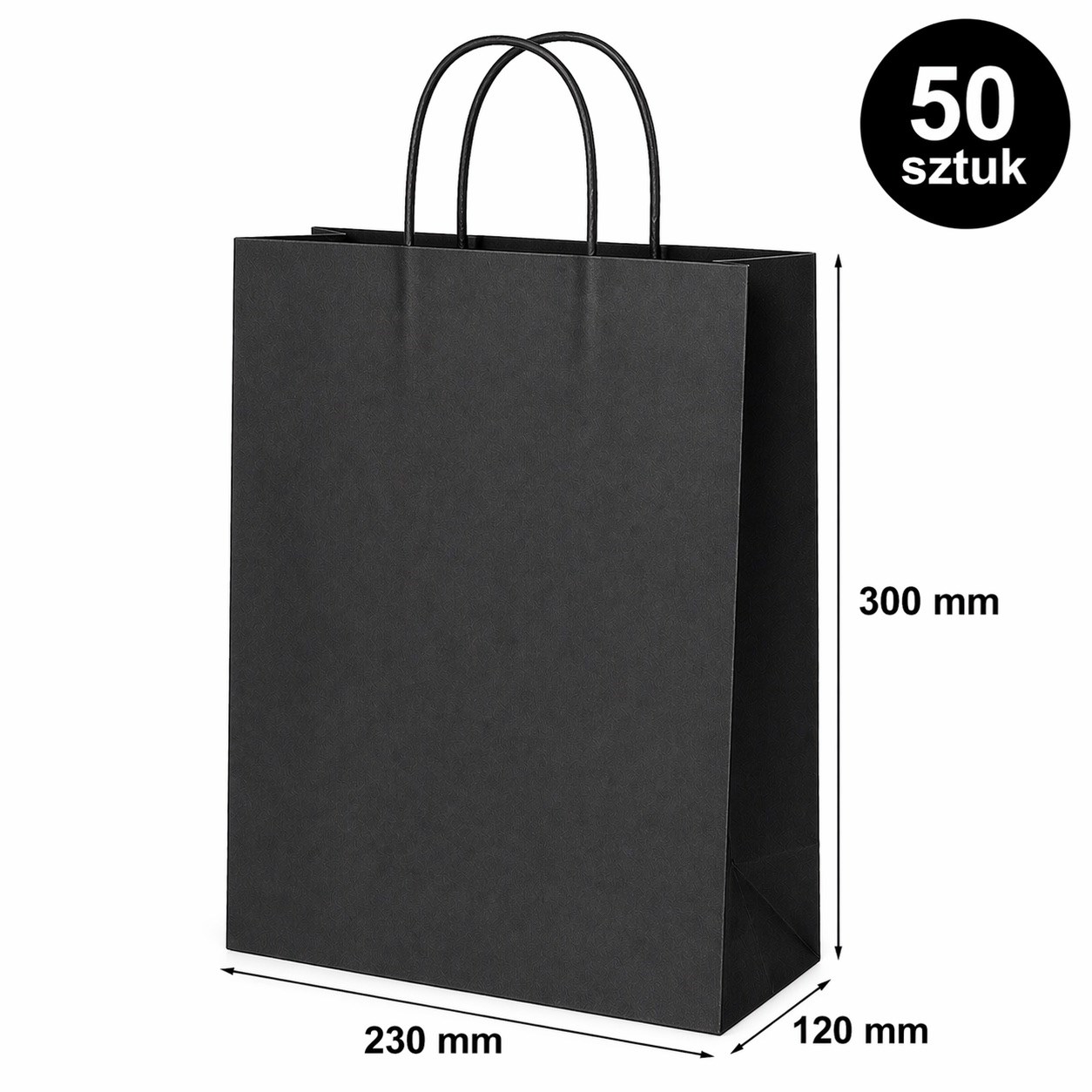 Torba Papierowa Ozdobna 230x120x300mm Ciemna Szara Na Prezent 50 Sztuk