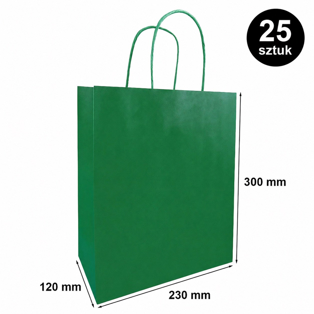 Torba papierowa ozdobna prezentowa 230x120x300 mm ciemnozielona 25 szt