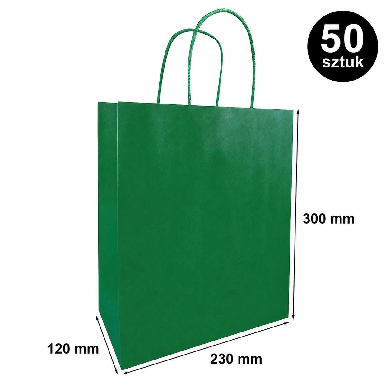 Torba papierowa ozdobna prezentowa 230x120x300 mm ciemnozielona 50