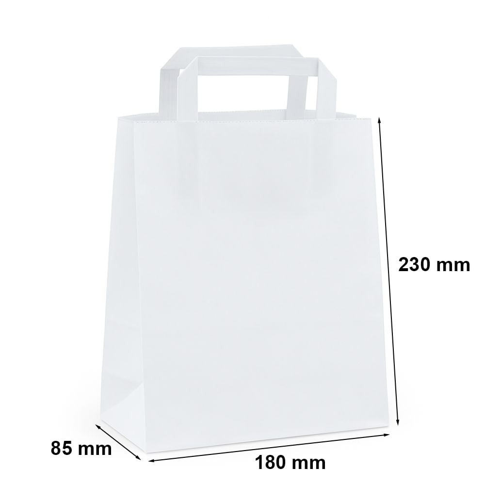 Torby i torebki papierowe ekologiczne białe 180x85x230 z uchwytem