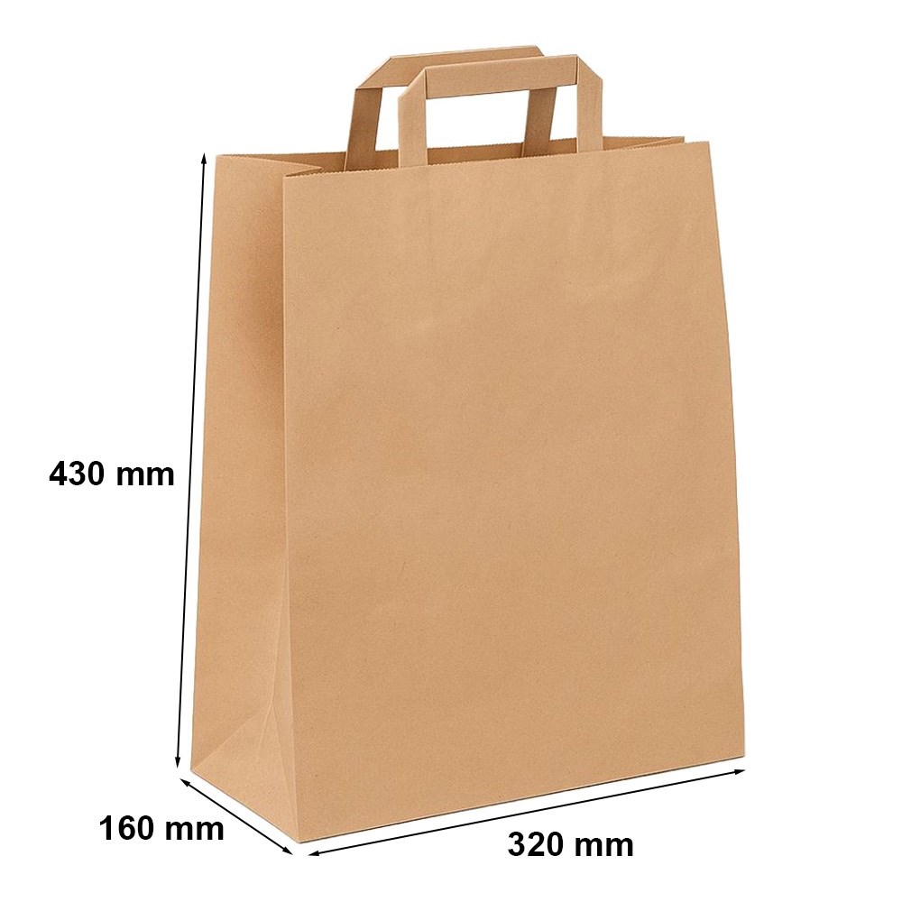 Torby papierowe ekologiczne klockowe brązowe 320x160x430 mm z uchwytem