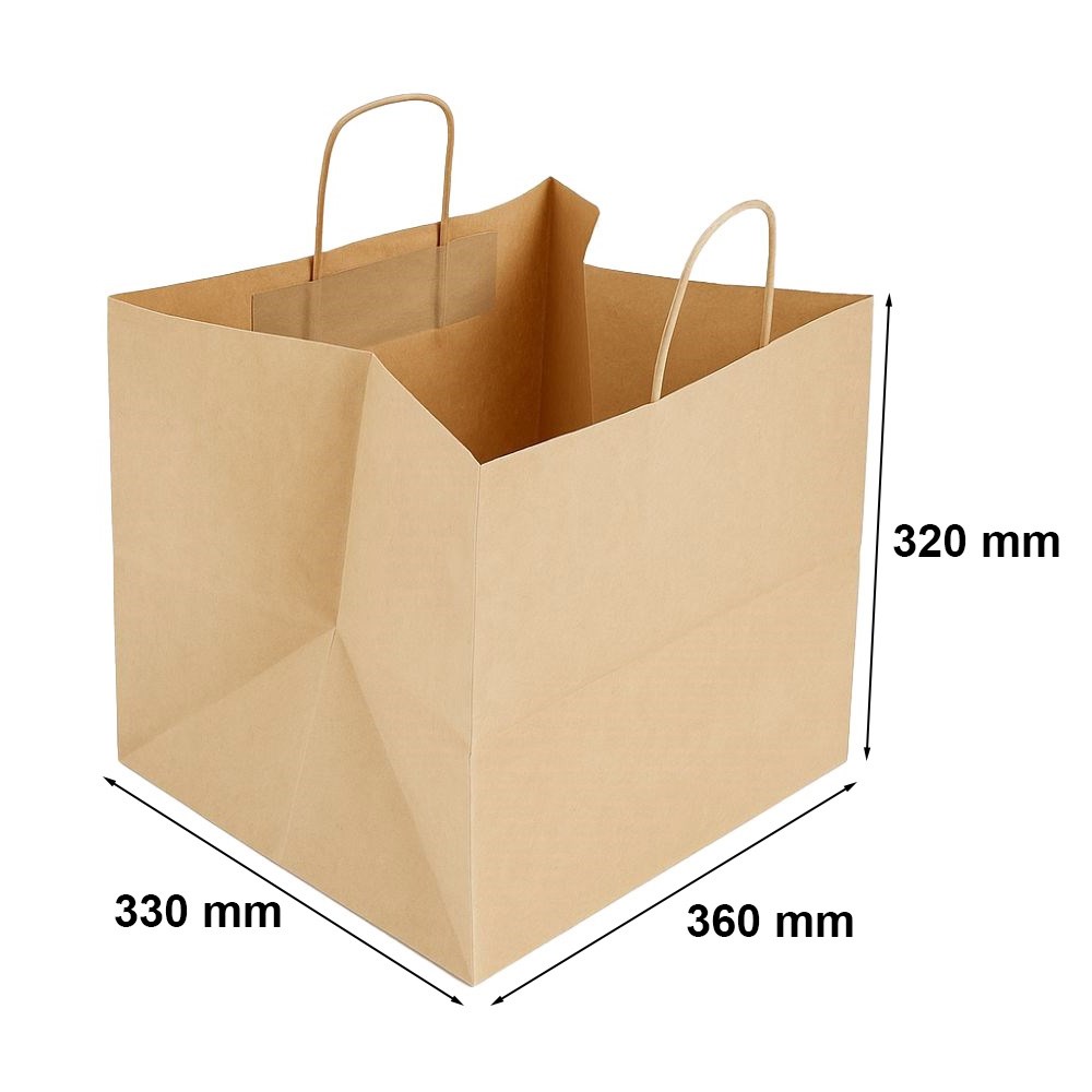 Torba papierowa na pizzę Pizza Bag brązowa gładka 360x330x320 mm