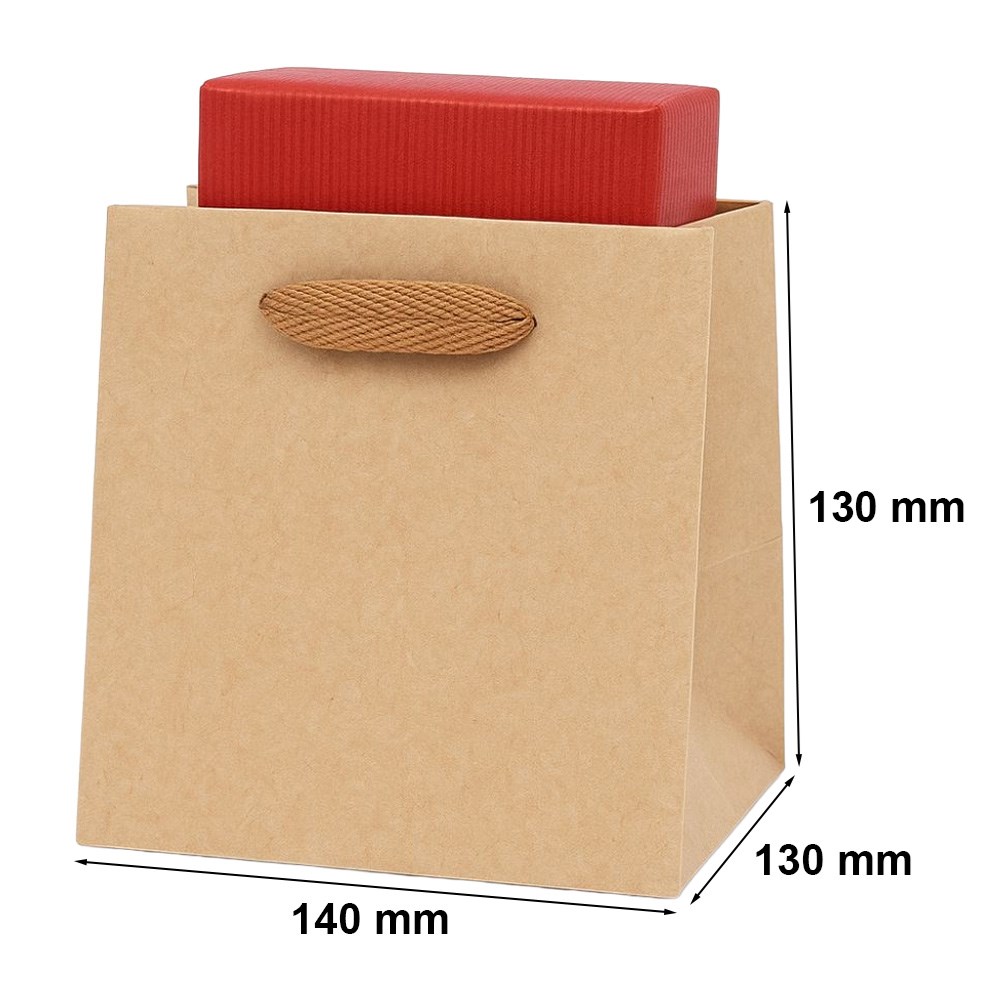 Torba papierowa kraft na prezent 14x14x13 cm, brązowa 210 g, 1 szt.