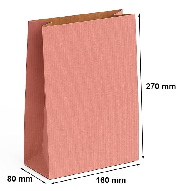 Torebka papierowa fałdowa różowa KRAFT PINK 160x270+80mm 1 szt.
