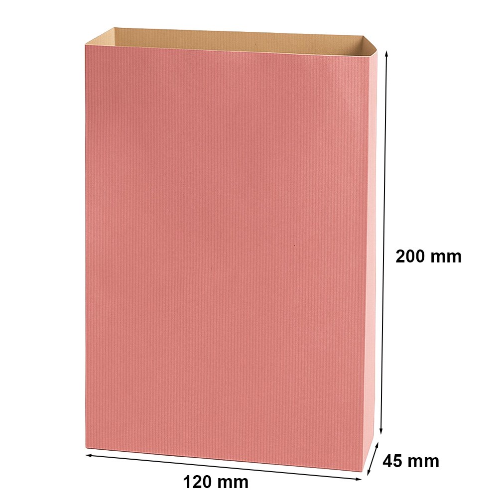 Torebka fałdowa papierowa różowa Kraft 120x200+45 mm na prezenty