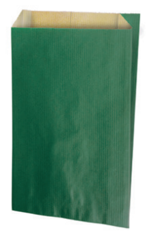 Torebka papierowa fałdowa zielona Kraft 120x200+45mm, 60 g/m2