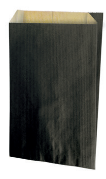 Torebka fałdowa papierowa kraft czarna 160x270+80 mm, 60 g/m2