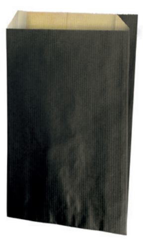 Torebka papierowa fałdowa kraft czarna bez uchwytu 240x410+75mm 60g/m2