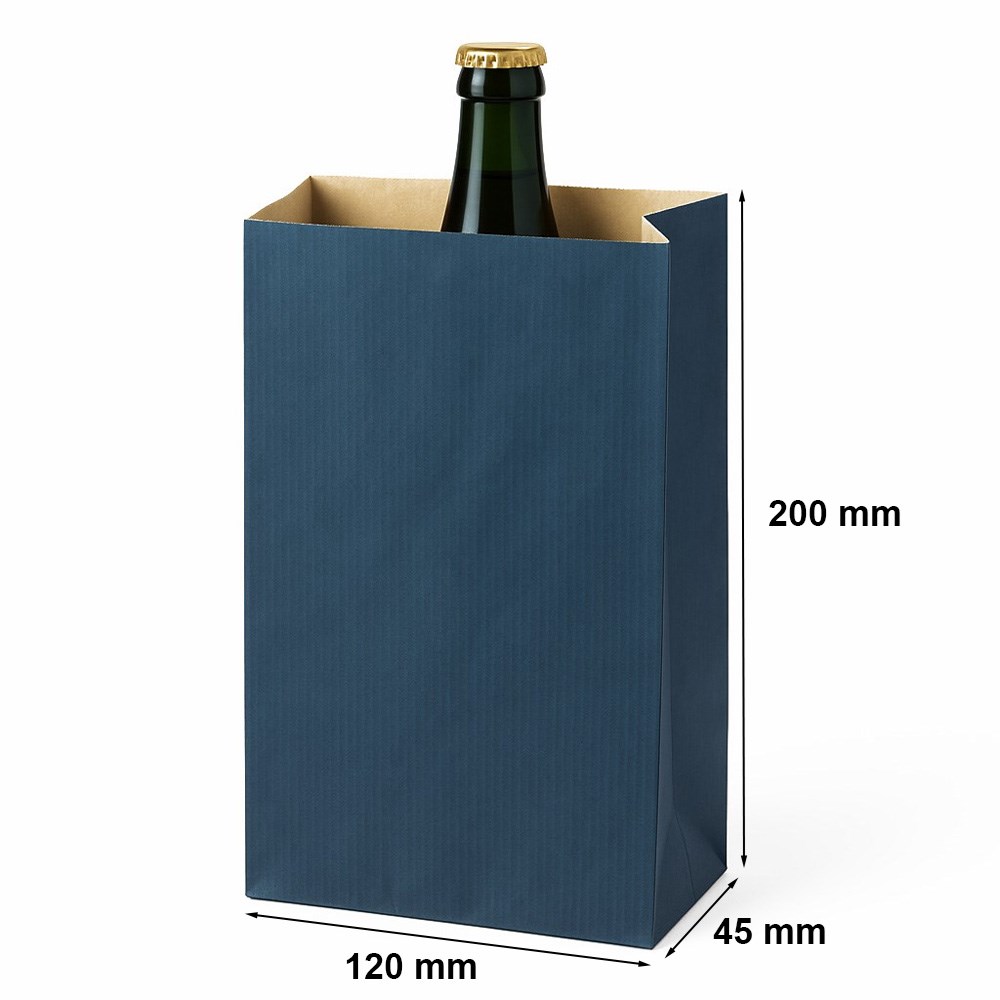 Torebka fałdowa papierowa Kraft niebieska 120x200+45 mm 60 g/m2
