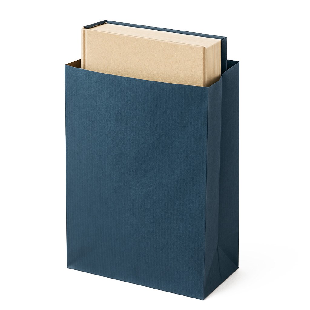 Torebka fałdowa papierowa Kraft niebieska 240x410+75mm 60g/m2