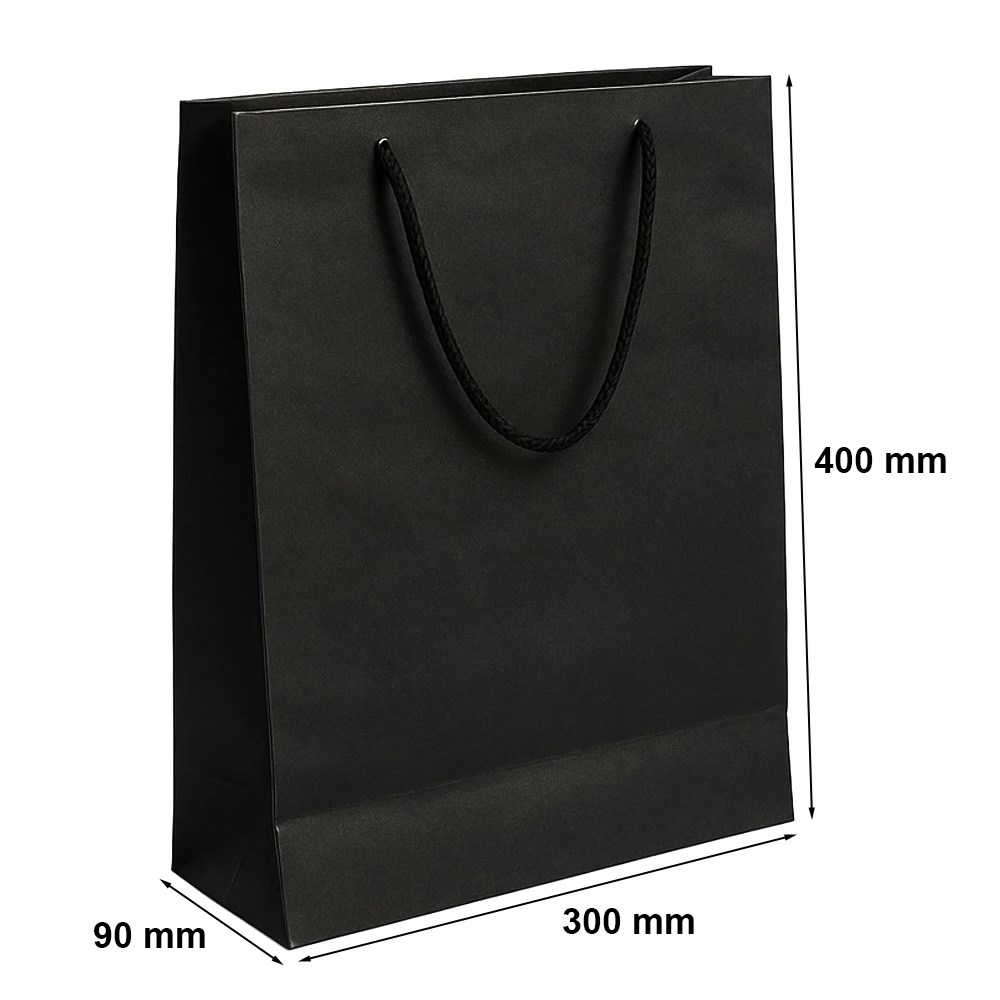 Elegancka torba prezentowa papierowa czarna matowa 300x90x400 mm