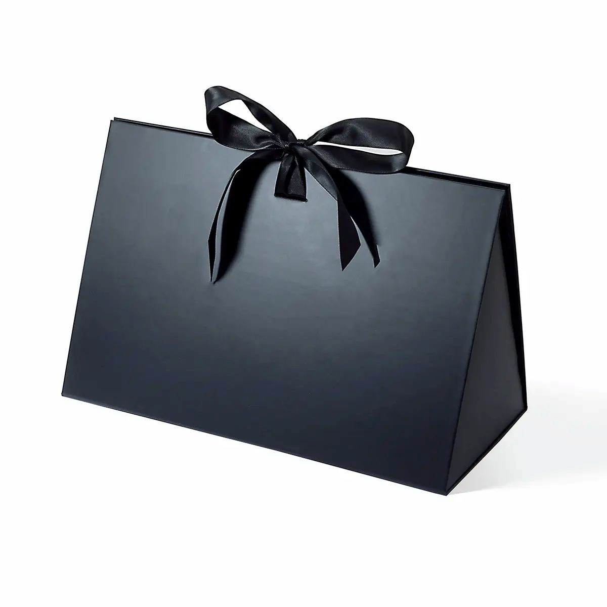 Elegancka torba ozdobna prezentowa czarna z wstążką L 305x152x190 mm