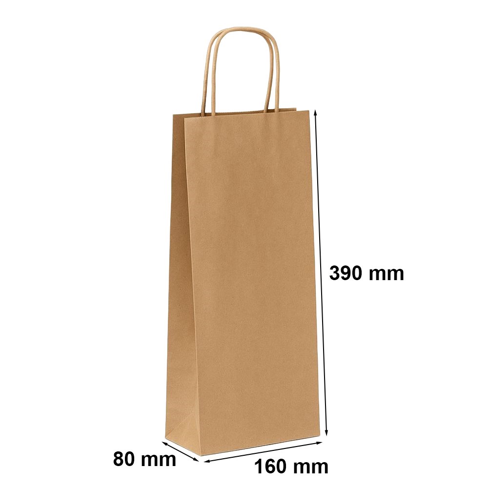 Torba papierowa eko z uchwytem skręcanym 160x80x390 mm brązowa