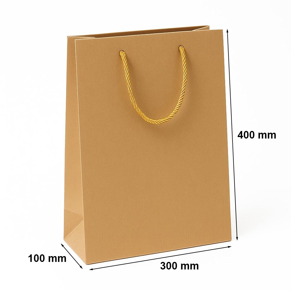 Torby papierowe prezentowe brązowe 300x100x400 mm uchwyt sznurkowy