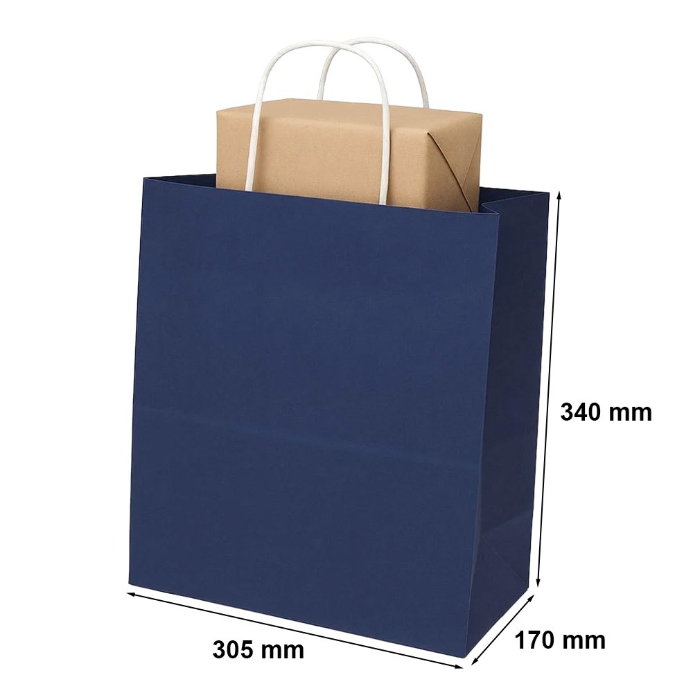 Torebka na prezent papierowa ECOBAG 305x170x340 granatowa z uchwytem