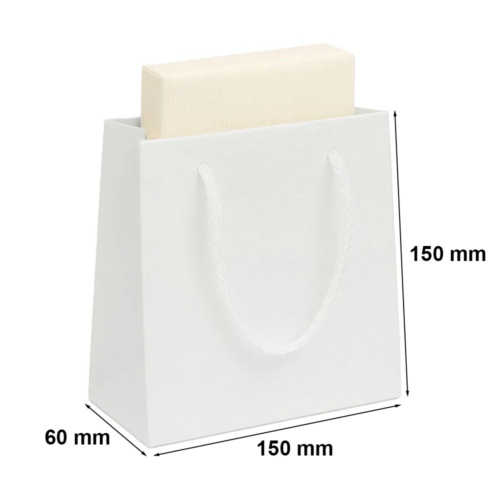 Torba papierowa ozdobna prezentowa matowa 150x60x150 biała prążek
