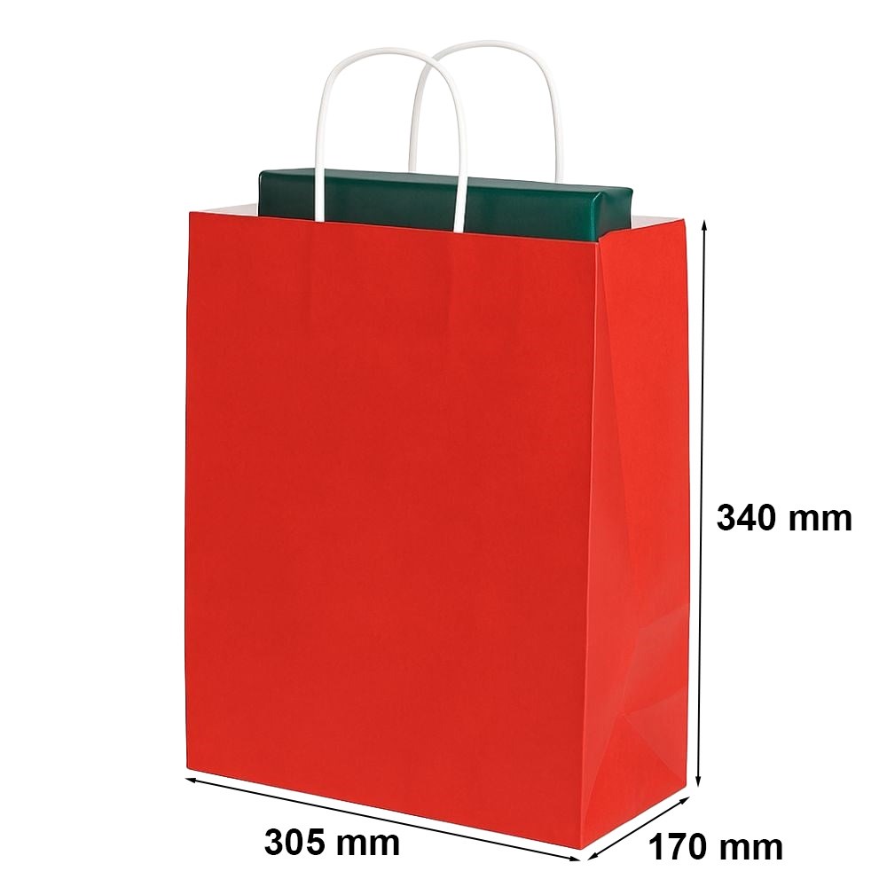 Torba papierowa prezentowa czerwona 305x170x340 mm z uchwytem