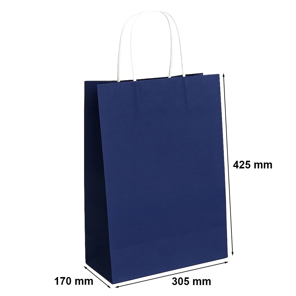 Torba papierowa na prezent ECOBAG granatowa 305x170x425 mm 23 l