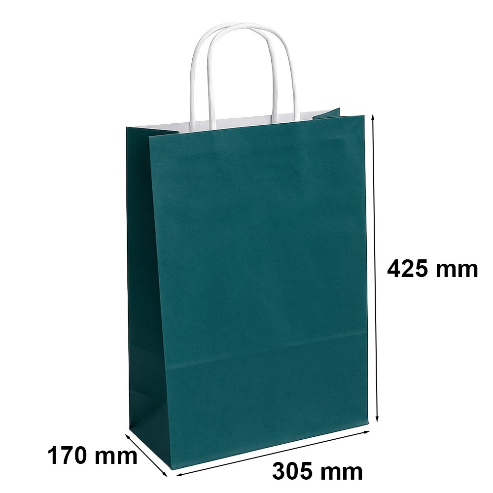 Torba papierowa na prezent zielona 305x170x425 mm ECOBAG 23 l 100 g/m2