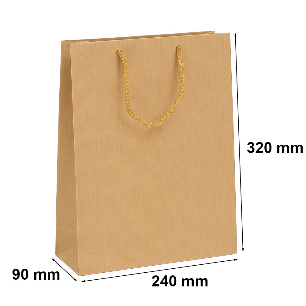 Torby papierowe na prezenty brązowe 240x90x320 z uchwytem sznurkowym