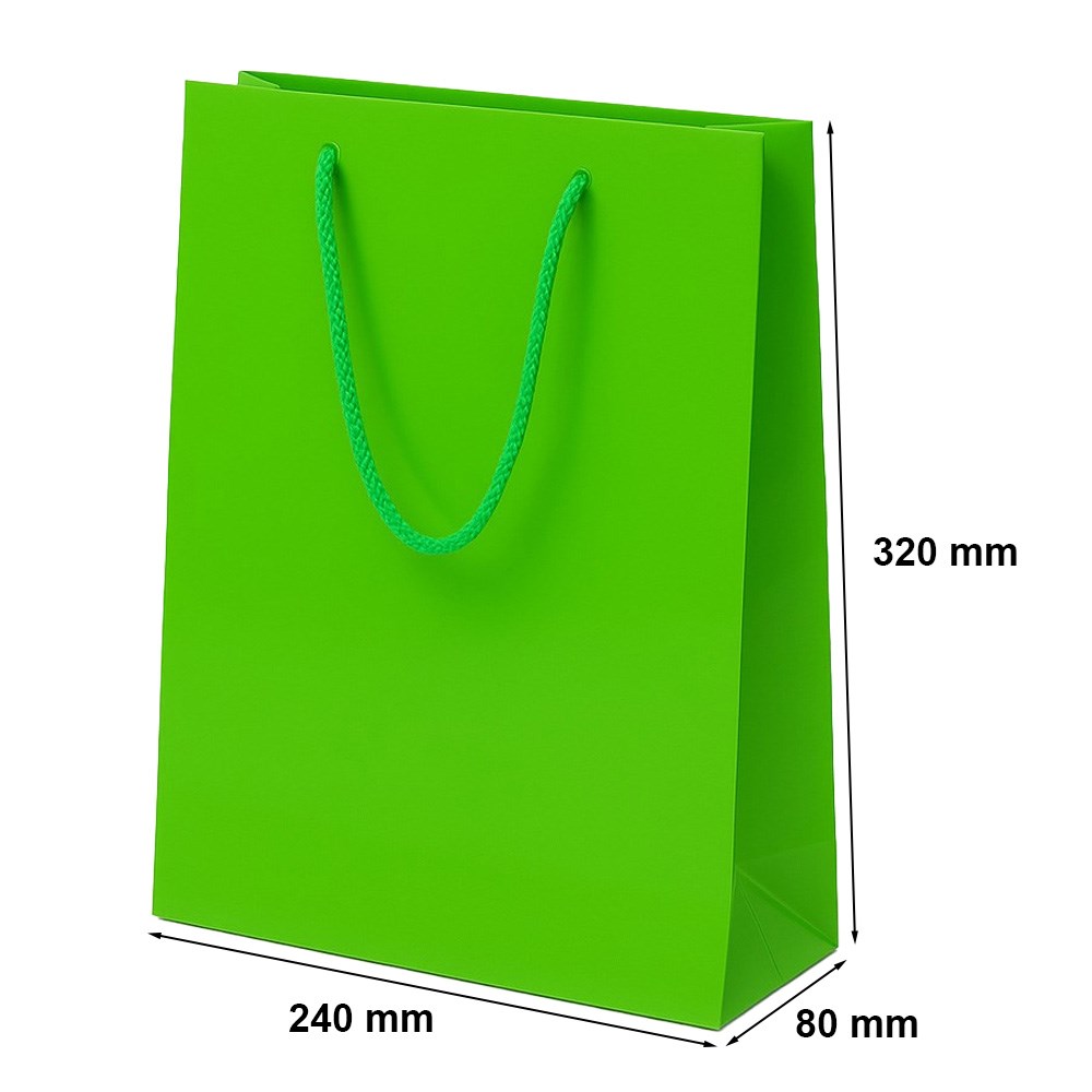 Torba prezentowa papierowa 240x80x320 mm jasnozielona Prestige