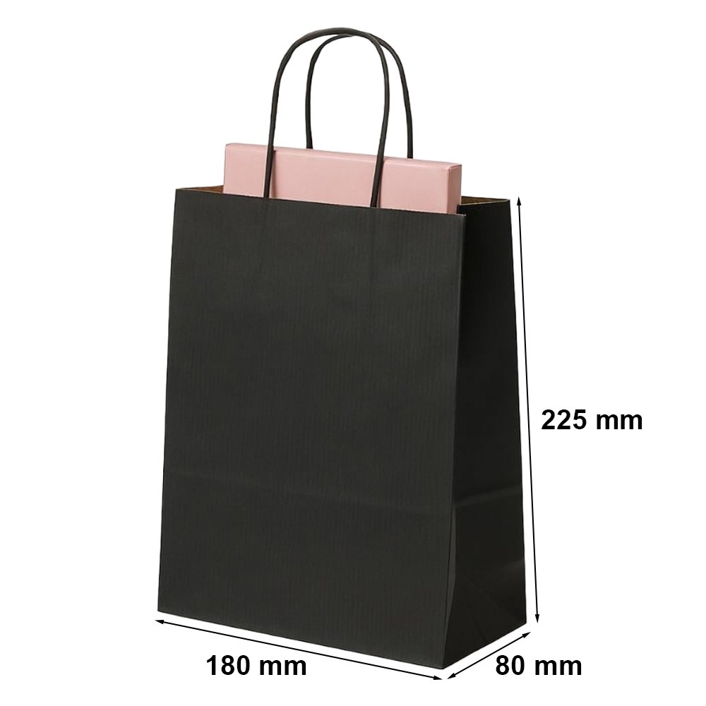 Torby papierowe na prezent czarne prążkowane 180x80x225 z uchwytem