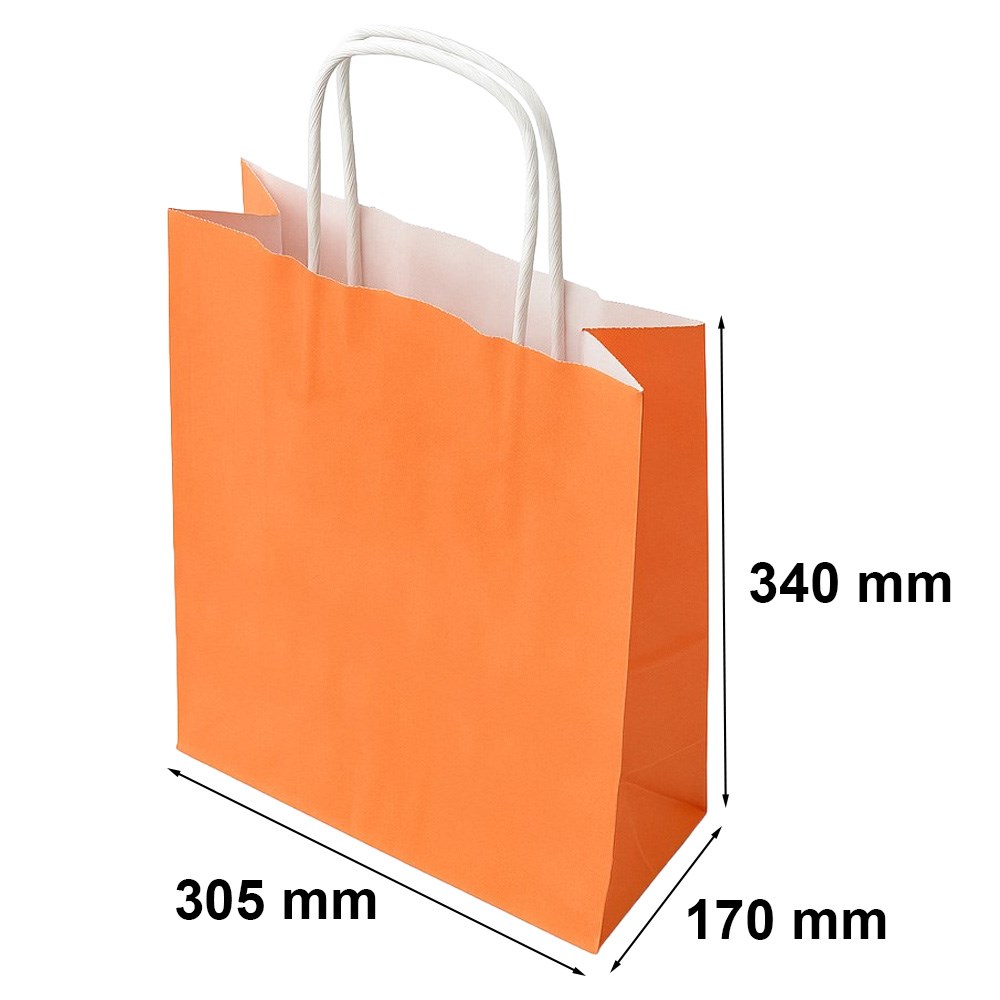 Torba papierowa ozdobna na prezent 305x170x340 mm pomarańczowa