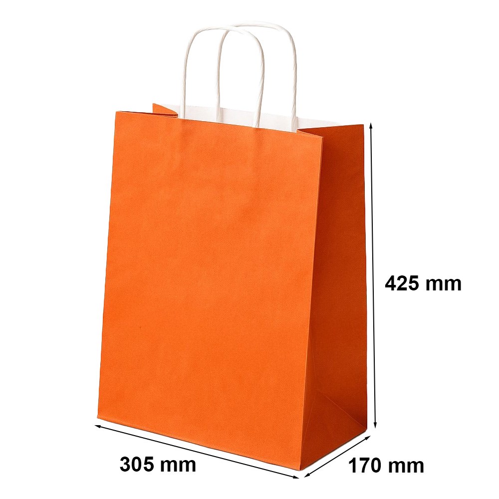 Torby papierowe prezentowe pomarańczowe 305x170x425 mm z uchwytem